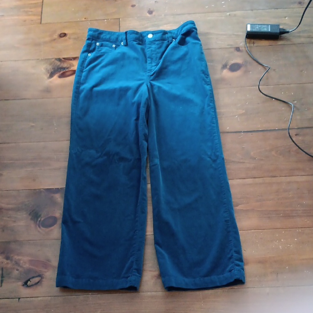 JCrew Factory Corduroy High Rise Wide-Leg Cropped Pant, Sz 29